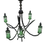 黑色沙漠 銅裝飾的蜜蠟吊燈 (綠色)